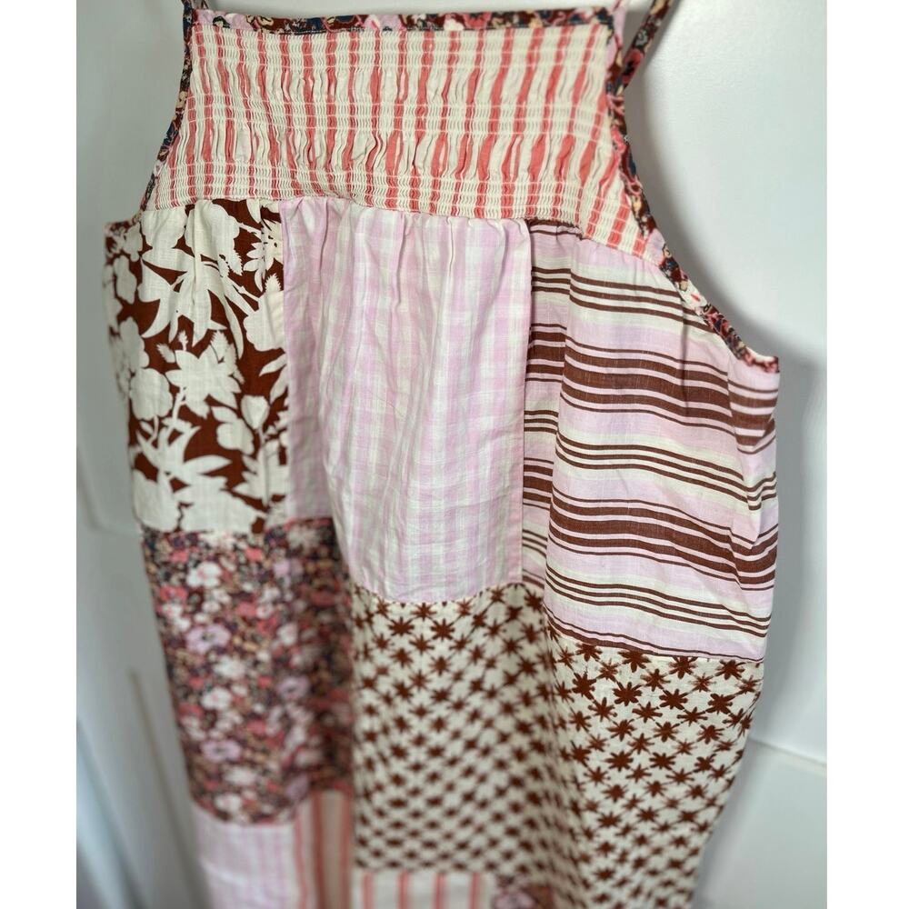 Gingham Patchwork Floral Tiered Maxi Sundress Cottage Coastal Boho Sundress XL - Picture 5 of 5